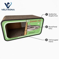 Mobilier d'intérieur pour animaux de compagnie : Maison-griffoir pour chat en carton, type grotte, avec lit fermé et tunnel, vente en gros