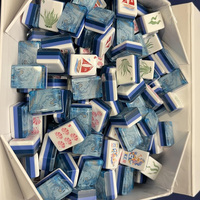 Tuiles de Mahjong Américain Professionnelles, Ensemble de 160 Pièces en Acrylique avec Chiffres et Lettres Anglais, Design Bleu Océan pour Jeux à Domicile