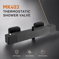 Robinet de douche thermostatique mural en laiton massif noir mat anti-brûlure MK403