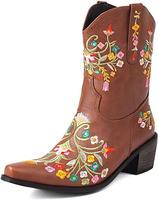Bottes de cowgirl pour femme en cuir noir respirant, à bout pointu et talon carré, style formel