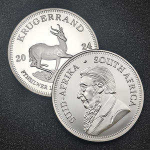 Moneda <span class=keywords><strong>Krugerrand</strong></span> chapada en plata fina de 1 oz 999 hecha en hierro conmemorativo de Sudáfrica - Product Image 3