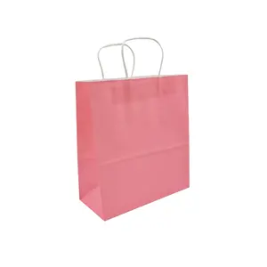 Different Colors Kraft Paper Bag with Twisted Handle Recyclable Paper Bag with full color printing