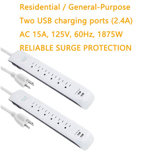 USB Surge Protector Power Strip with 6 Outlets 2 USB a &amp; 2 Type-C Ports 15A ETL Certified <strong>Extension</strong> <strong>Socket</strong> Power <strong>Bar</strong> - Product Image 3