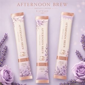 Premium Quality <strong>Sachet</strong> Pack Tear Notch 2g Floral Rose Gold Cream Tea Room Instant <strong>Coffee</strong> Stick Packaging Bag for Cafe Brand OEM - Product Image 2