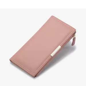 Factory price Women's long purse multi-slot zipper bag button Women's money clip holding coin purse