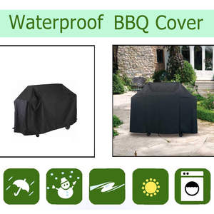Housse <span class=keywords><strong>pour</strong></span> barbecue de jardin extérieur Anti-UV Imperméable à la poussière-Coupe-vent 8000 PA 210/420D Tissu Oxford en tente extérieure noire - Product Image 5
