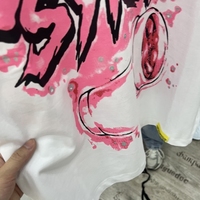 Kaos Pria ALOCS Berkualitas Tinggi Motif Huruf Custom Rajutan Longgar Bernapas Lengan Pendek Musim Panas Hip Hop