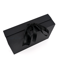 Échantillon gratuit, boîte rigide magnétique rectangulaire noire personnalisée, emballage pour roses de la Saint-Valentin, boîte en papier personnalisable, coffret cadeau pour fleurs