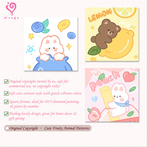 Aixsgy Impressions sur toile d'animaux de dessin animé, art numérique carré, peinture par numéros écologique, décoration DIY pour la maison - Product Image 1