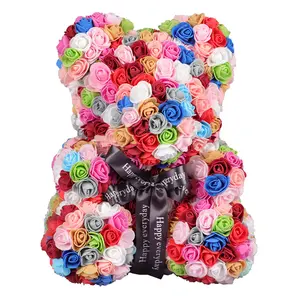 China Professional Manufacture flower artificial rose hot sale roses artificial Rose Bear for Valentines Day