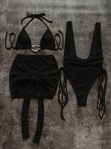 Traje de Baño Viviblook Z103ST03 para Mujer, Bikini Sexy con Push-Up, Diseño Hueco, Conjunto de Bikini de 3 Piezas con Minifalda, Ropa de Playa - Product Image 6