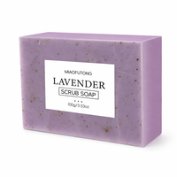 Savon exfoliant à la lavande avec extrait de lavande et huile de coco, exfoliation douce, nettoyage en profondeur, parfum floral apaisant, OEM 100g