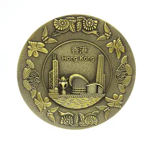 Targa premio regalo architettura Hong Kong 3d bronzo antico piatto commemorativo in metallo souvenir