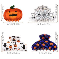 Pinces à cheveux en plastique imprimées dessin animé (citrouille, toile d'araignée, chauve-souris) pour femmes, accessoires de coiffure d'Halloween, idéales pour les fêtes et les queues de cheval