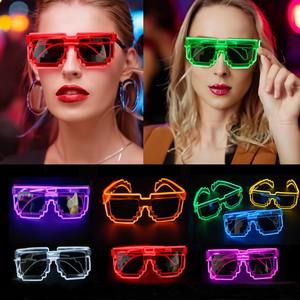 Gafas <span class=keywords><strong>con</strong></span> Marco de Píxeles <span class=keywords><strong>con</strong></span> <span class=keywords><strong>Luz</strong></span> LED de Alambre EL de Neón, Venta al por Mayor, para Fiestas Rave, Conciertos, Bares, Clubes, Festivales, Gafas Brillantes para Eventos Divertidos - Product Image 3