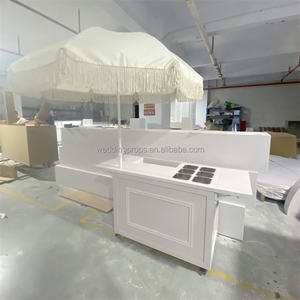 Chariot pliable de fleurs en gros personnalisable en ligne Chariot de nourriture mobile Chariot de charcuterie avec parapluie - Product Image 1