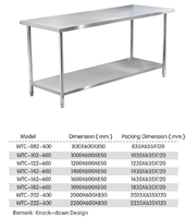 Mesa de Trabajo Resistente para Comedor Escolar, Cocina Central Comercial, Mesa de Trabajo de Acero Inoxidable de Dos Niveles con Estante Inferior