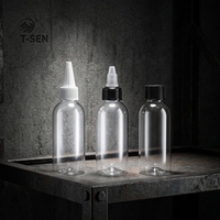 Bouteille en plastique PET transparente de 100 ml, rechargeable, avec bouchon à vis, pour distributeur d'huile capillaire, emballage de bouteille d'encre cylindrique