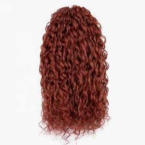 Capelli Sintetici <span class=keywords><strong>Jessica</strong></span> Crochet, Morbidi Twist a Onda d'Acqua, Treccia Sintetica Ombre Biondo-Rosso, 24 Pollici, Estensione per Capelli a Onda Profonda - Product Image 3