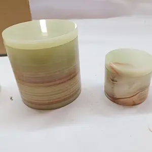 Raffina i barattoli di pietra di onice verde naturale per la produzione di candele - Product Image 1