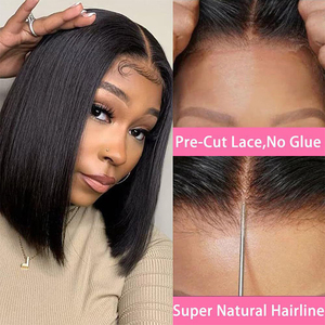 Chất Lượng Cao Màu Đen Nâu Ngắn Thẳng Bob Tóc Giả Tổng Hợp Đầy Đủ <span class=keywords><strong>Bangs</strong></span> Cơ Thể Sóng Phong Cách Ren Chất Liệu Nhà Máy Outlet Của Phụ Nữ Đảng - Product Image 4