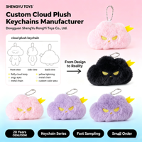 Pendentif en peluche Nuage d'humeur Nuage de foudre, Breloque mignonne pour sac, Porte-clés créatif, Ornement à suspendre pour sac à dos, Poupée en peluche Nuage sombre