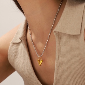Collar de Moda para Mujer, Joyería Fina, Collar Personalizado con Cuentas de Acero Inoxidable Chapadas en Oro, Colgante de Corazón - Product Image 5