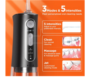 Stuzzicadenti filo d'acqua portatile cordless bocca doucher 300ML ricaricabile per irrigazione da viaggio - Product Image 2