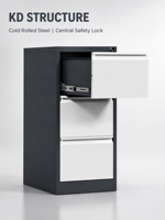 Armoire de classement moderne en acier à 3 tiroirs, casier de rangement métallique verrouillable, armoire de bureau démontable pour usage commercial et scolaire