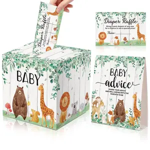 DAMAI Floral Baby Shower Theme Party Advice Cards for Kids Gift Flower Box Set Favor do partido com cartão do convite