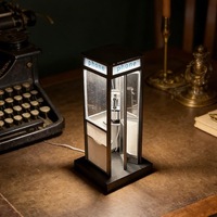 Lampe de table rétro vintage en forme de cabine téléphonique - Veilleuse miniature en forme de cabine téléphonique pour la décoration de la chambre à coucher ou du bureau