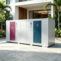 Toilettes mobiles haut de gamme économiseuses d'eau en acier galvanisé, préfabriquées, avec lavabo en céramique et lampe LED, pour écoles, parcs et ateliers