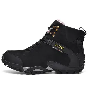 Customized Support Professional Sepatu Gunung Outdoor Cow Leather Men Waterproof Trekking Shoes Hiking