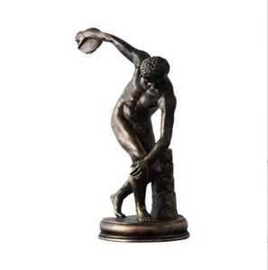 Yeni stil ünlü yaşam boyutu pirinç Discobolus heykeli Discus Thrower bronz heykel Metal el sanatları