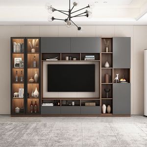 <span class=keywords><strong>Meuble</strong></span> TV moderne et simple avec éclairage LED, <span class=keywords><strong>meuble</strong></span> <span class=keywords><strong>de</strong></span> rangement réglable en MDF pour la maison et l'hôtel, idéal pour un salon épuré - Product Image 1