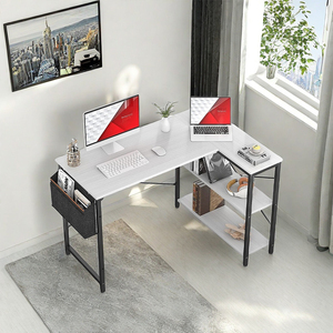 Tables d'étude d'ordinateur portable de conception moderne de bureau à domicile en forme de L en bois blanc de luxe avec la meilleure <span class=keywords><strong>imprimante</strong></span> <span class=keywords><strong>pour</strong></span> l'usage de coin - Product Image 1