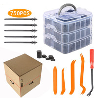 Kit d'outils à main 750 pièces de Clips de garniture de panneau de porte de voiture Kit de réparation outils de retrait de garniture automobile ensemble de dissolvant