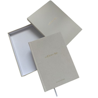 Carnet de notes relié avec couverture en lin, format A5, impression personnalisée du logo, planificateur d'amour-propre avec boîte cadeau