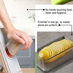 Ensemble de <span class=keywords><strong>mandoline</strong></span> de cuisine multifonctionnel et sécuritaire, hachoir à légumes manuel avec lames interchangeables et récipient de rangement - Product Image 3