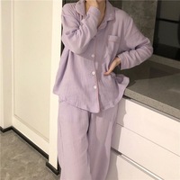 Ensemble pyjama deux pièces en coton nuage pour femme, manches longues, style coréen, vêtements de détente, personnalisable B2B, collection printemps-automne
