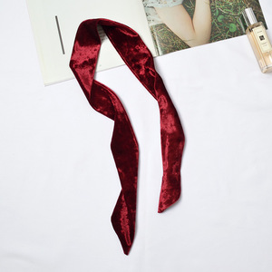 MIO nouvelles femmes écharpe mince couleur unie foulard pur velours maigre soie écharpe filles <span class=keywords><strong>Vintage</strong></span> <span class=keywords><strong>cravate</strong></span> ceinture tête foulards pour dames - Product Image 5