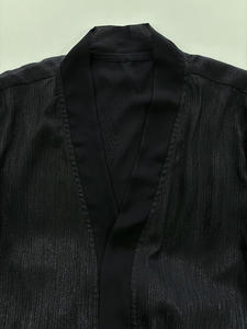 Abaya en mousseline noire scintillante à 2 couches, robe modeste à volants ouverts avec ceinture, vêtements islamiques élégants pour Ramadan et Eid - Product Image 6