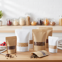 Sacs refermables pour aliments, café et noix, en papier kraft blanc, sacs à fermeture éclair, pochettes verticales en papier kraft brun avec fenêtre