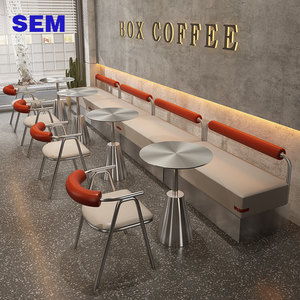 Combinaison de table à manger, chaise et canapé en acier inoxydable de style industriel SEM pour restaurant, hôtel, café - Product Image 2