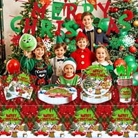 Nouvel ensemble de vaisselle jetable sur le thème de Noël, écologique, assiettes, gobelets, serviettes et nappes en papier modernes pour fête de Noël