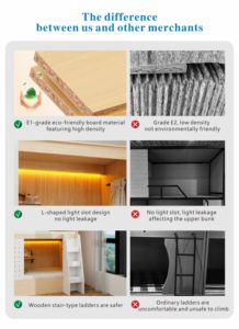 Service de conception 3D gratuit OEM/ODM – <span class=keywords><strong>Lit</strong></span> superposé moderne en bois sur mesure avec escalier pour dortoirs d'hôtels, écoles et hôpitaux - Product Image 4