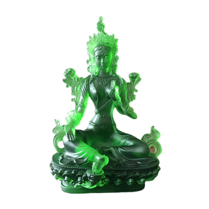 2023 الراقية الراتنج الزجاج نحت على شكل بوذا 21 سنتيمتر الأخضر تارا بادا المنزل مكتب ديكور محظوظ حلية الأزرق بوذا بوذا تمثال - Product Image 1