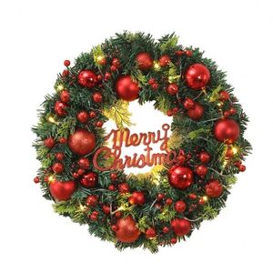Direct Sales New Product 30CM Christmas Wreath <b>Ornament</b> Rattan and Wooden Scene Layout with Light for Outdoor Decoration - Product Image 1