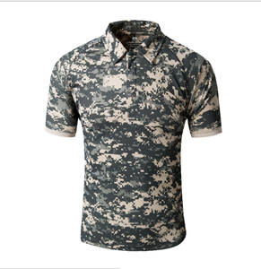 T-shirt tactique camouflage d'extérieur à manches courtes avec passant pour lunettes, poche zippée sur les manches, et fermeture auto-agrippante – Idéal pour le combat et le cosplay - Product Image 5