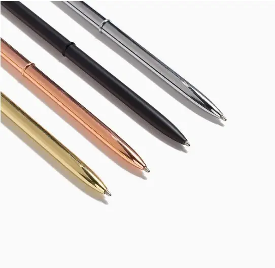 Metallic Skinny Gold Metal Pen Planner Ballpoint Pen Slim Journal Pen With Black Ink
